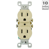 15 Amp Residential Grade Grounding Duplex Outlet, Ivory (10-Pack) - Super Arbor
