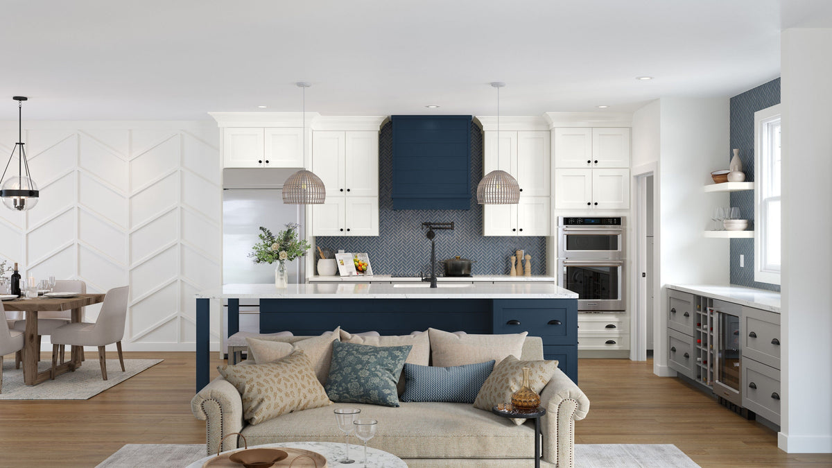 allen + roth Port 18-in W x 34.5-in H x 24-in D Navy 1-Drawer Base Fully Assembled Cabinet (Flat Panel Shaker Style)