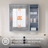 WELLFOR FLORA Solid Wood 30-in x 28-in Lighted LED Surface Mount Lavender Mirrored Soft Close Medicine Cabinet