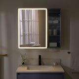 WELLFOR FLORA Solid Wood 30-in x 28-in Lighted LED Surface Mount Lavender Mirrored Soft Close Medicine Cabinet