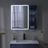 WELLFOR FLORA Solid Wood 30-in x 28-in Lighted LED Surface Mount Lavender Mirrored Soft Close Medicine Cabinet