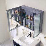 WELLFOR FLORA Solid Wood 30-in x 28-in Lighted LED Surface Mount Lavender Mirrored Soft Close Medicine Cabinet