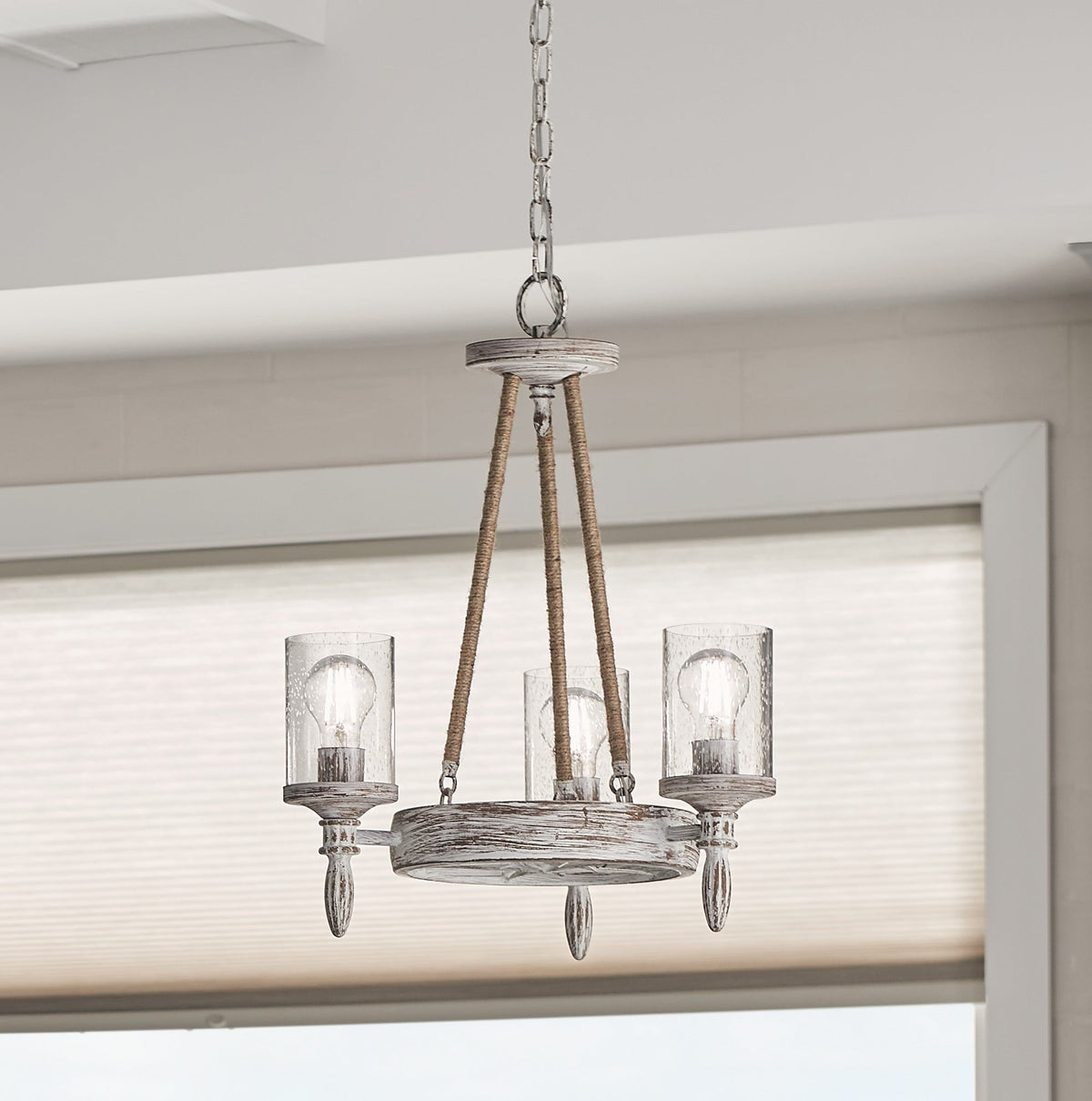 Kichler Minnow 3-Light Distressed White Coastal Chandelier