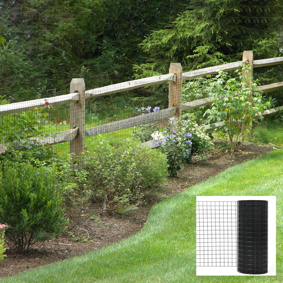Bybafun 50-ft x 4-ft 17-Gauge Black PVC Coated Steel Welded Wire Rolled Fencing with Mesh Size 1/2-in x 1/2-in