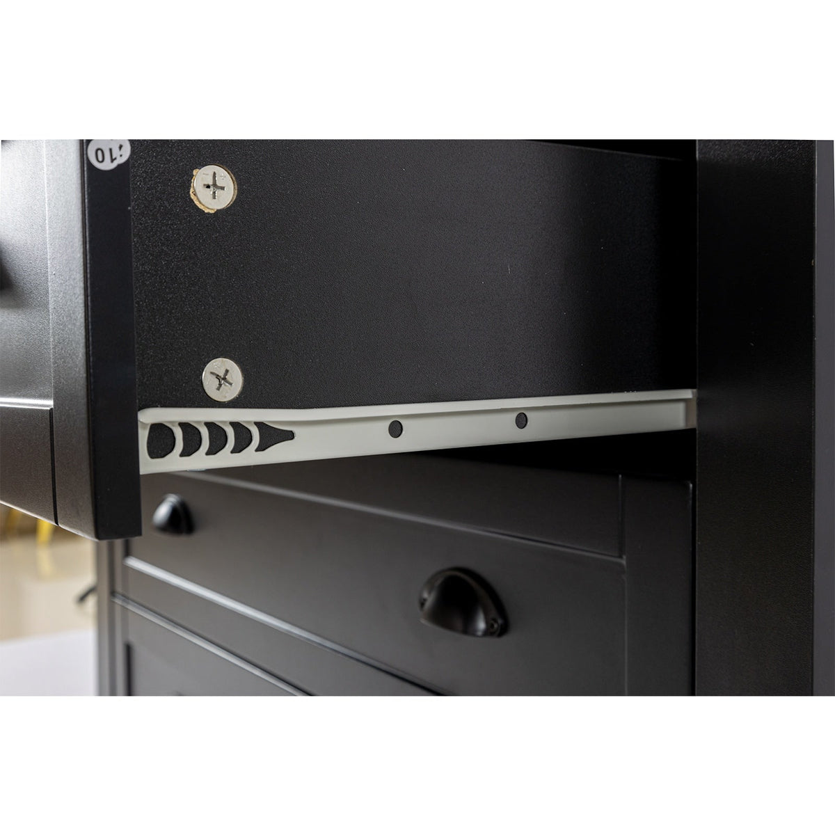 WELLFOR Traditional Black Wood Cabinet with 6 Doors and 6 Shelves, Retro Shell-shaped Handle