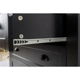 WELLFOR Traditional Black Wood Cabinet with 6 Doors and 6 Shelves, Retro Shell-shaped Handle