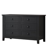 WELLFOR Traditional Black Wood Cabinet with 6 Doors and 6 Shelves, Retro Shell-shaped Handle