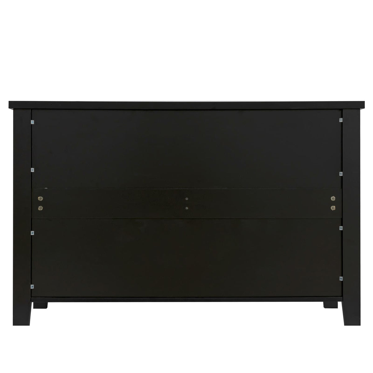 WELLFOR Traditional Black Wood Cabinet with 6 Doors and 6 Shelves, Retro Shell-shaped Handle