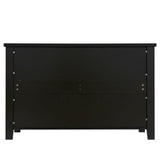 WELLFOR Traditional Black Wood Cabinet with 6 Doors and 6 Shelves, Retro Shell-shaped Handle