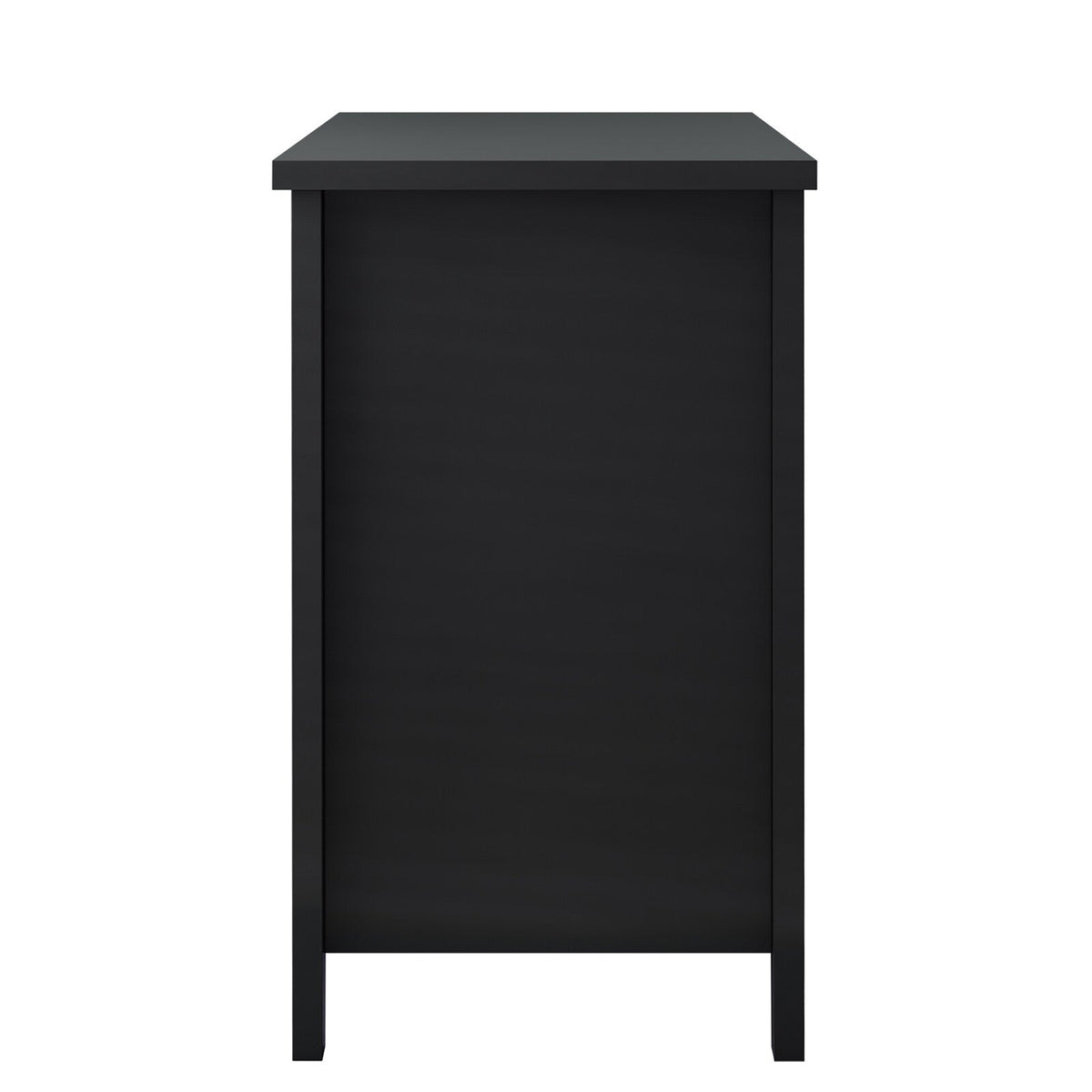 WELLFOR Traditional Black Wood Cabinet with 6 Doors and 6 Shelves, Retro Shell-shaped Handle