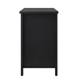 WELLFOR Traditional Black Wood Cabinet with 6 Doors and 6 Shelves, Retro Shell-shaped Handle