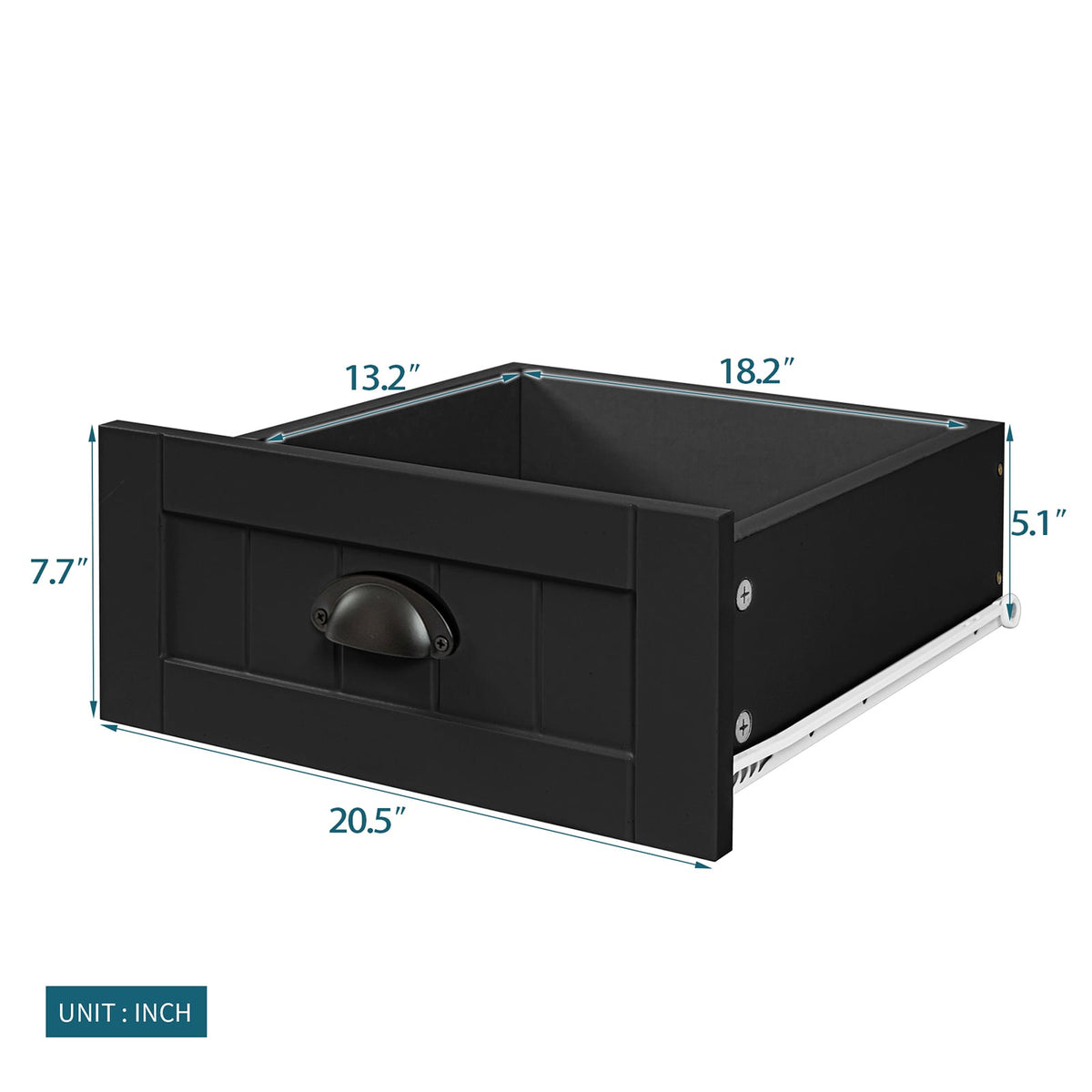 WELLFOR Traditional Black Wood Cabinet with 6 Doors and 6 Shelves, Retro Shell-shaped Handle