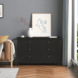 WELLFOR Traditional Black Wood Cabinet with 6 Doors and 6 Shelves, Retro Shell-shaped Handle