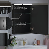 WELLFOR EX2 24-in x 30-in Lighted LED Surface Mount Matte Black Mirrored Soft Close Medicine Cabinet