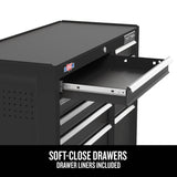 CRAFTSMAN 2000 Series 51.2-in L x 37.5-in H 8-Drawer Rolling Black Wood Work Bench with Butcher Block Top