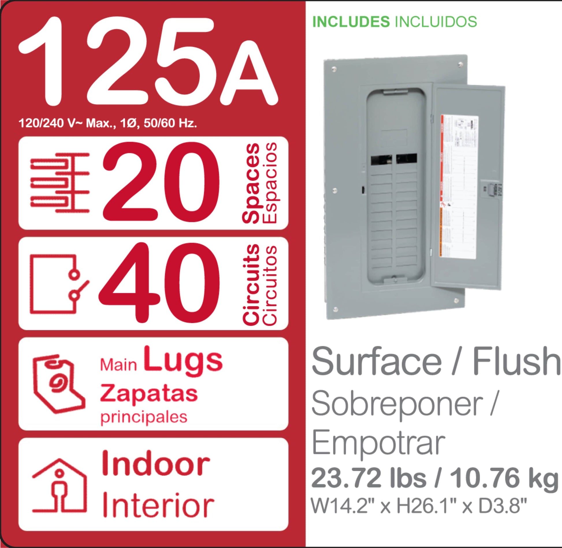 Square D Homeline 125-Amp 20-space load center - interior view