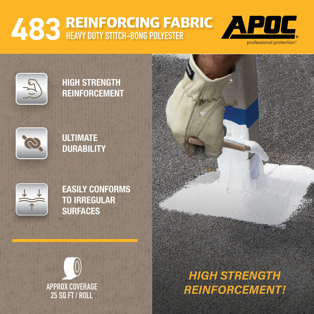 APOC 483 Reinforcing Polyester Roof Fabric, 4-in x 75-ft Roll