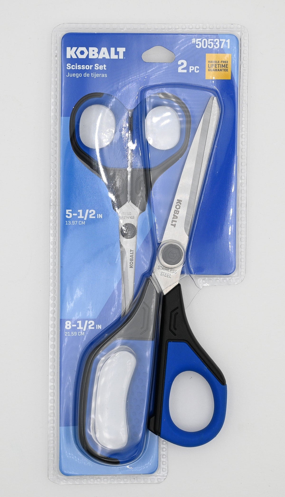 Kobalt Stainless Steel Non-Slip Soft Grip Scissor Set, 5.5-in & 8.5-in
