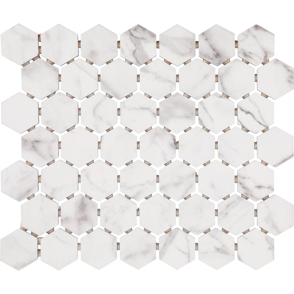 STAINMASTER Calacatta Silver 10-in x 12-in Matte Ceramic Marble look Hexagon Mosaic Floor and Wall Tile product image