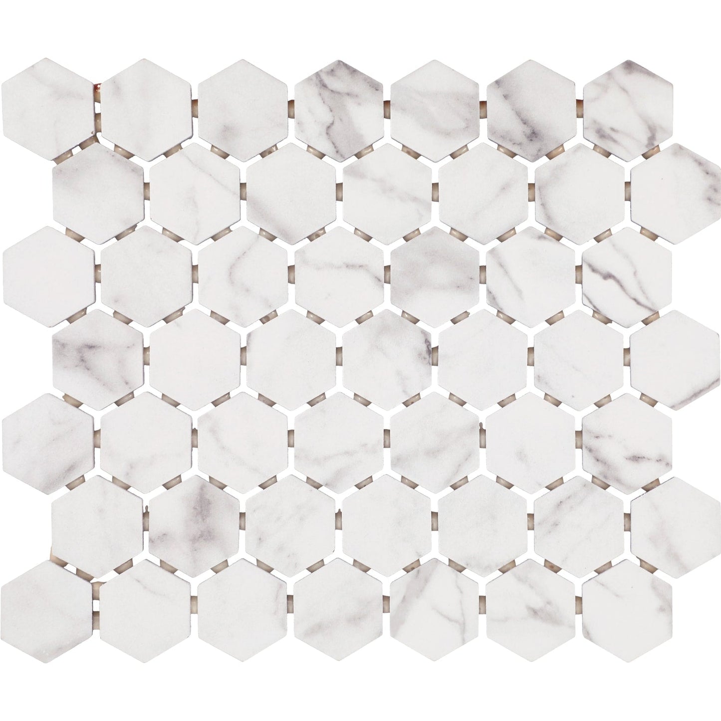 STAINMASTER Calacatta Silver 10-in x 12-in Matte Ceramic Marble look Hexagon Mosaic Floor and Wall Tile product image