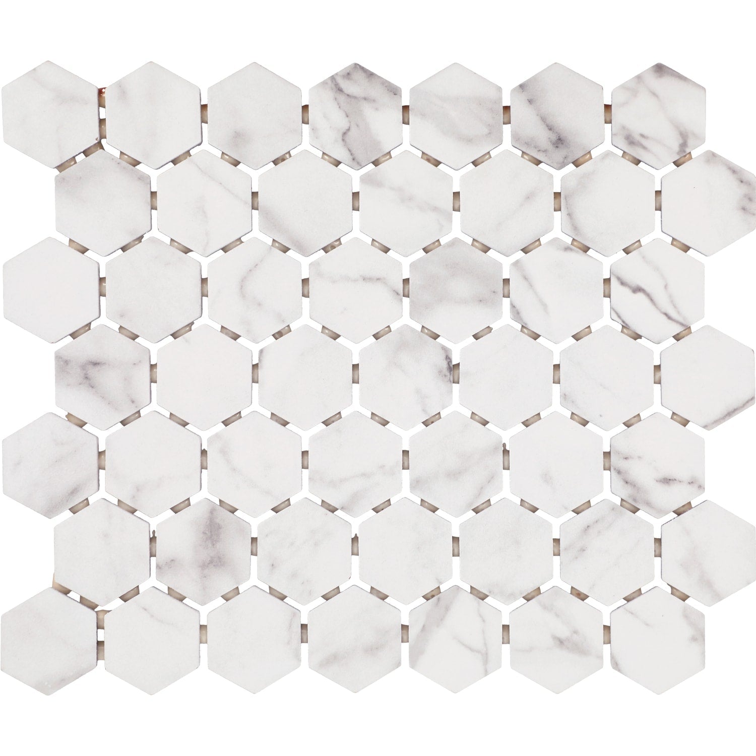 STAINMASTER Calacatta Silver 10-in x 12-in Matte Ceramic Marble look Hexagon Mosaic Floor and Wall Tile product image