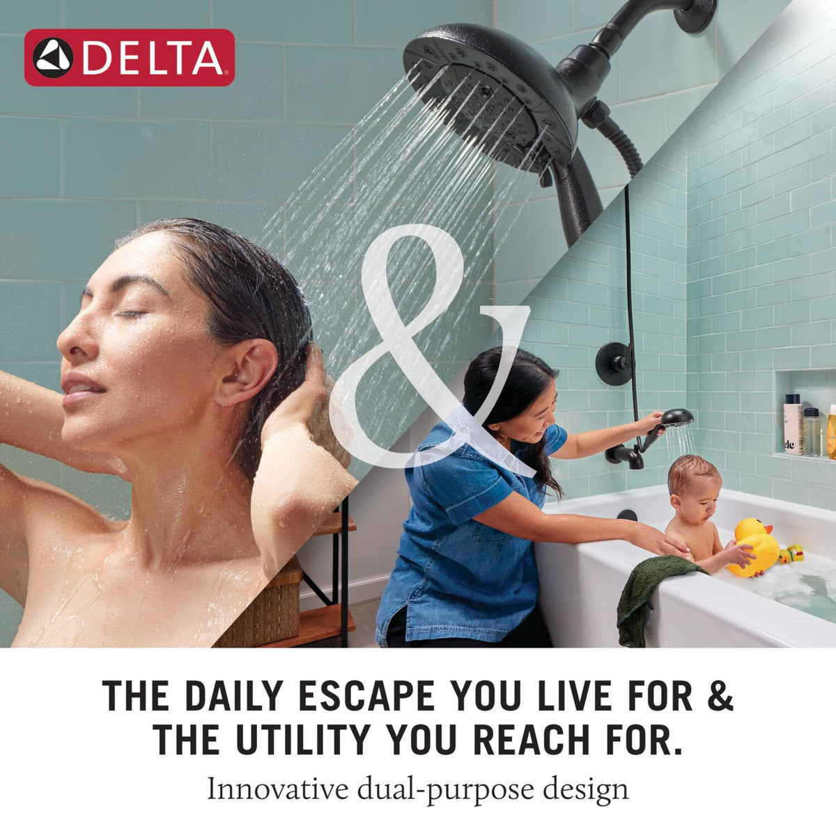 Delta Universal Showering Components Matte Black 5-Spray Dual/Combo Shower Head with Hand Shower, 1.75 GPM (6.6 LPM), 6.88-in