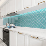 Giorbello Arabesque Mosaic Teal 4-in x 4-in Glossy Glass Wall Tile (7.89-sq. ft/ Carton)
