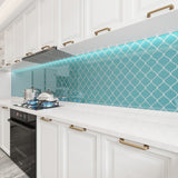 Giorbello (Sample) Glass Arabesque Tiles Teal 4-1/2-in x 4-1/2-in Glossy Glass Lantern Subway Wall Tile
