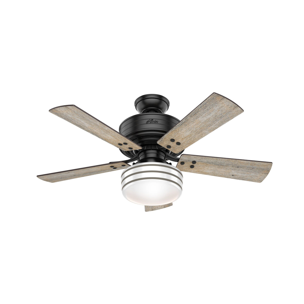 Hunter Cedar Key 44-in Matte Black LED Indoor/Outdoor Ceiling Fan with Remote (5-Blade)