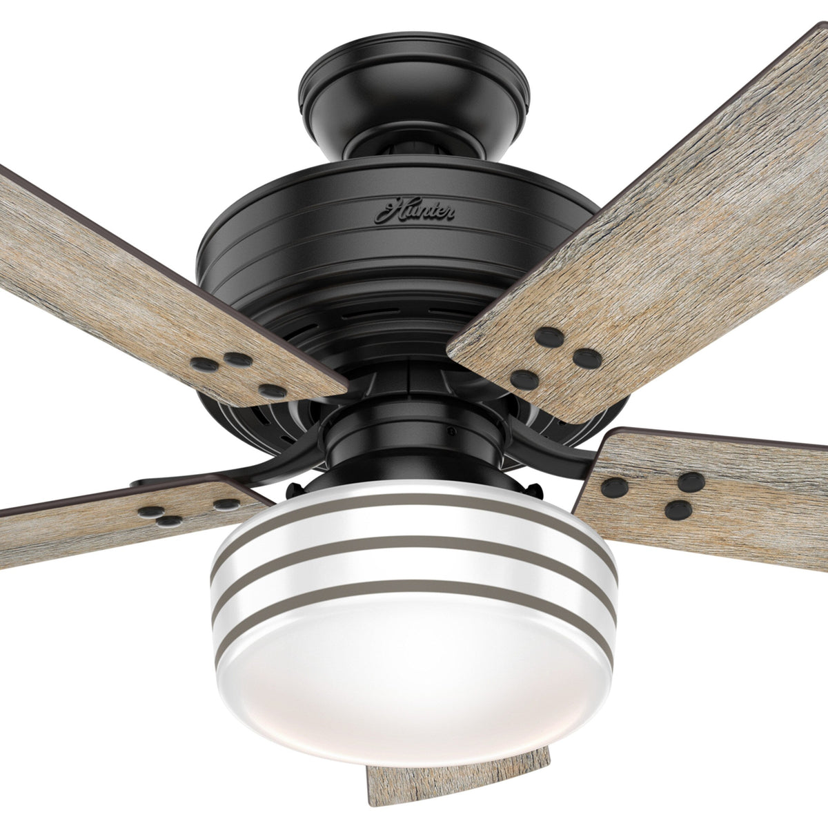 Hunter Cedar Key 44-in Matte Black LED Indoor/Outdoor Ceiling Fan with Remote (5-Blade)