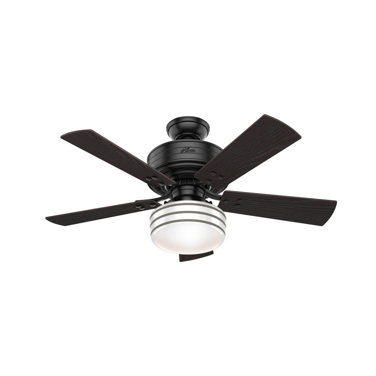 Hunter Cedar Key 44-in Matte Black LED Indoor/Outdoor Ceiling Fan with Remote (5-Blade)