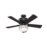 Hunter Cedar Key 44-in Matte Black LED Indoor/Outdoor Ceiling Fan with Remote (5-Blade)