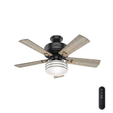 Hunter Cedar Key 44-in Matte Black LED Indoor/Outdoor Ceiling Fan with Remote (5-Blade)