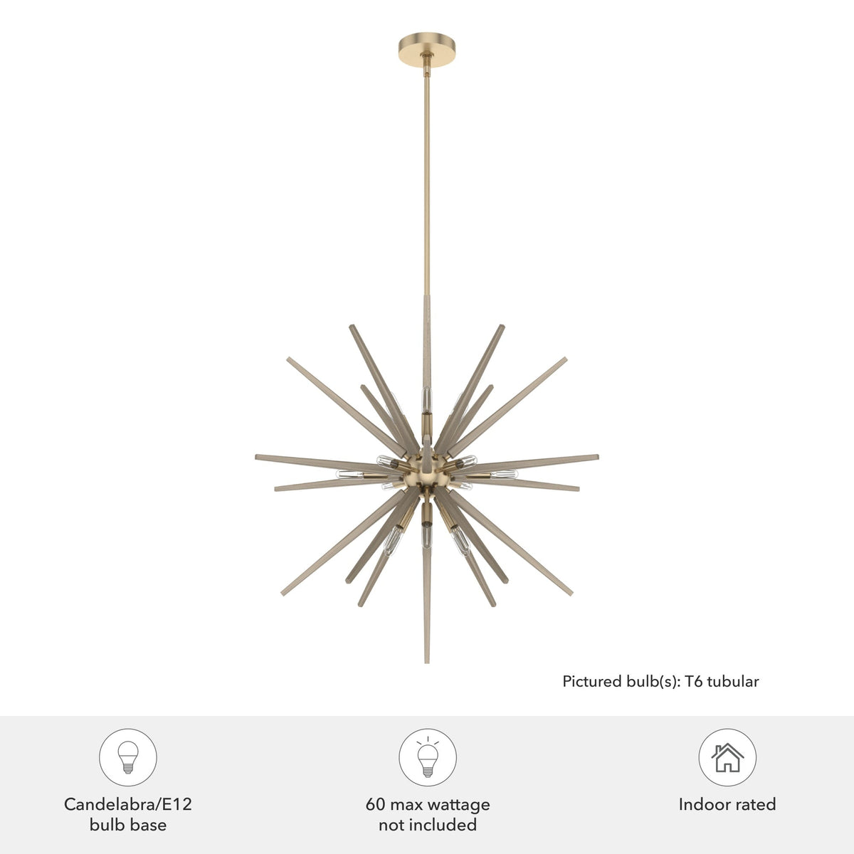 Hunter Jupiter Star 18-Light Alturas Gold Mid-century Sputnik LED Large Hanging Kitchen Island Light