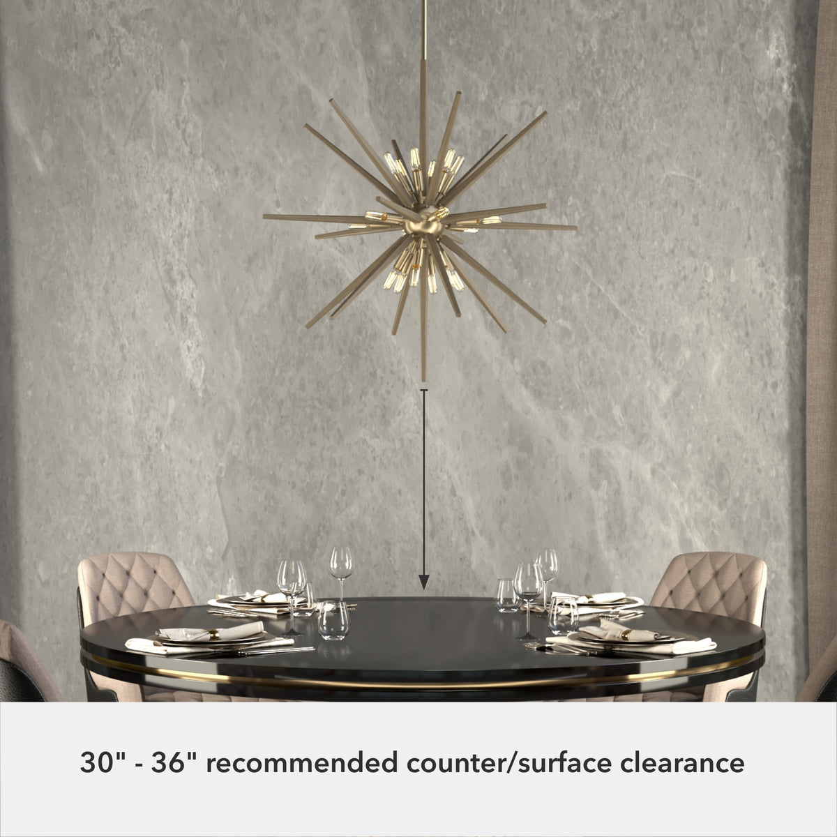 Hunter Jupiter Star 18-Light Alturas Gold Mid-century Sputnik LED Large Hanging Kitchen Island Light