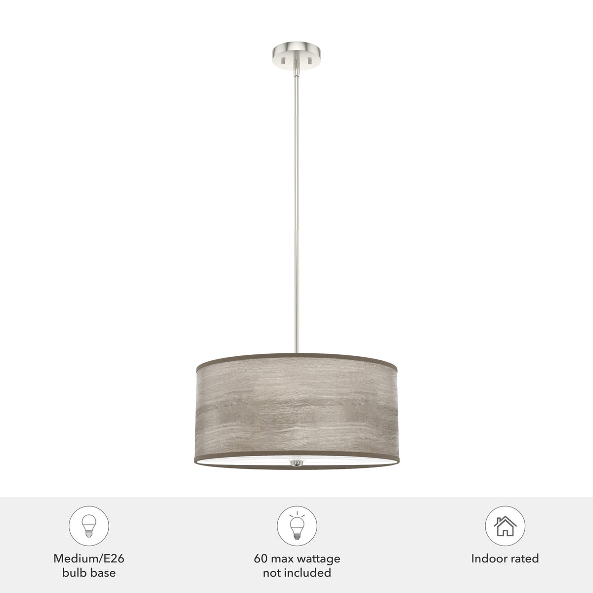 Hunter Solhaven 3-Light Gray Oak Modern/Contemporary Frosted Glass Drum LED Medium Hanging Kitchen Island Light