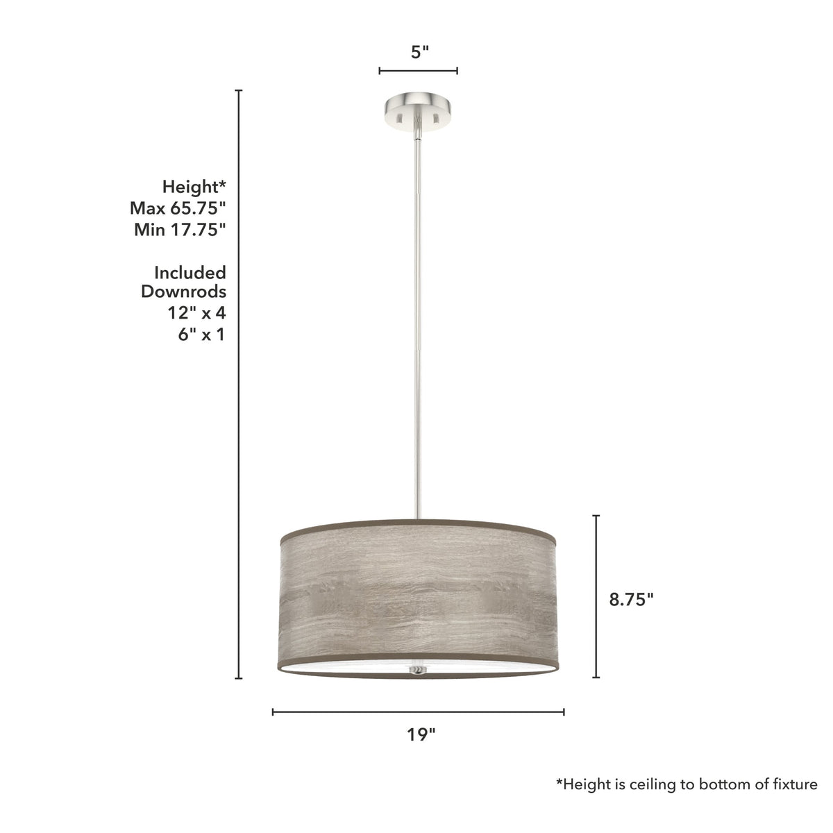 Hunter Solhaven 3-Light Gray Oak Modern/Contemporary Frosted Glass Drum LED Medium Hanging Kitchen Island Light
