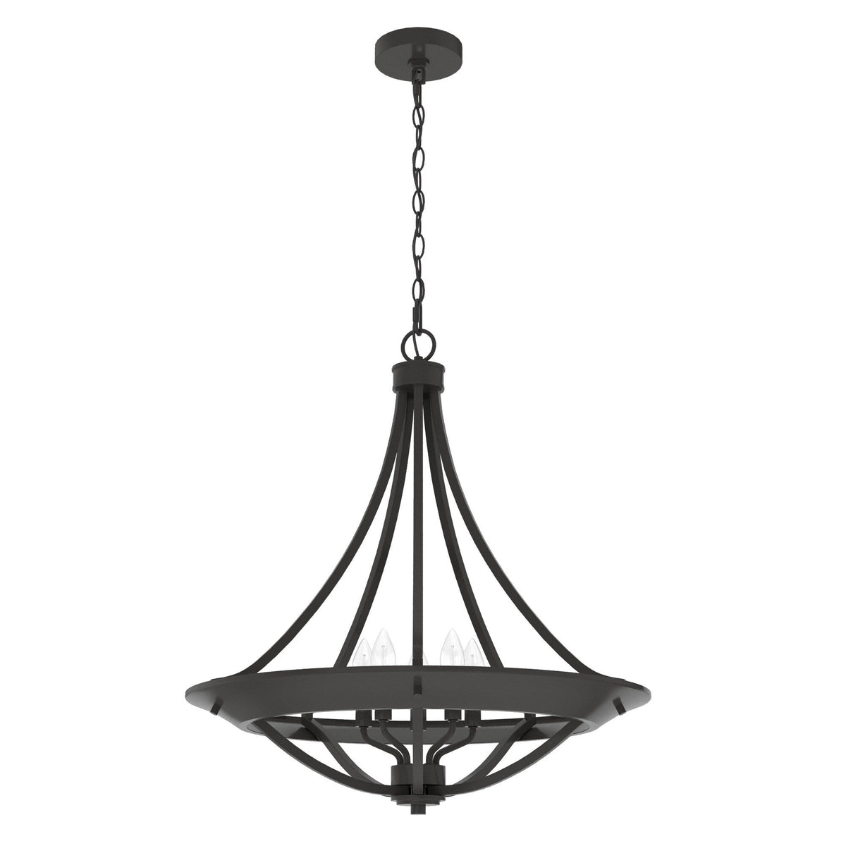 Hunter Perch Point 4-Light Noble Bronze Transitional Bowl LED Large Hanging Kitchen Island Light