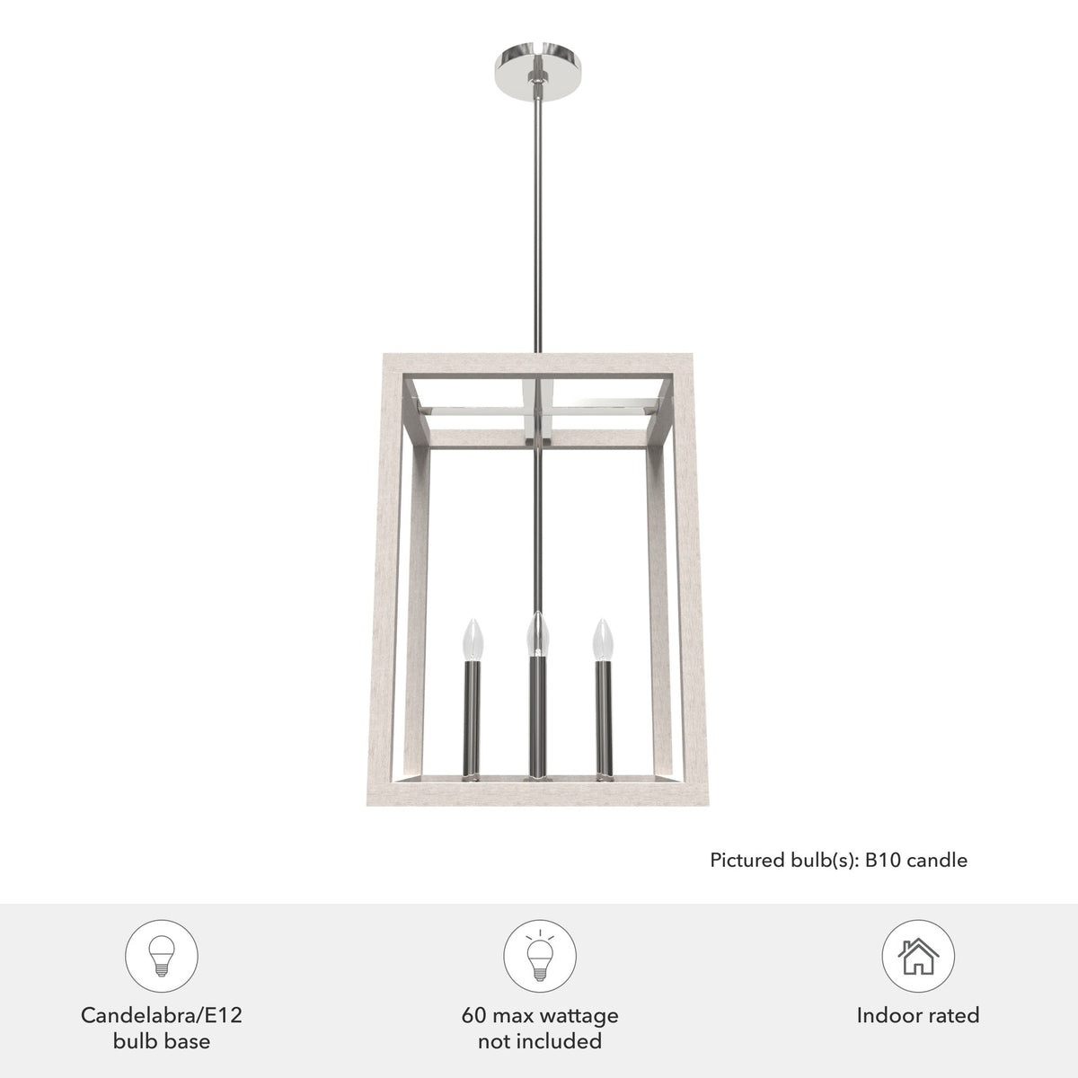 Hunter Squire Manor 4-Light Chrome Modern/Contemporary Square LED Medium Hanging Kitchen Island Light