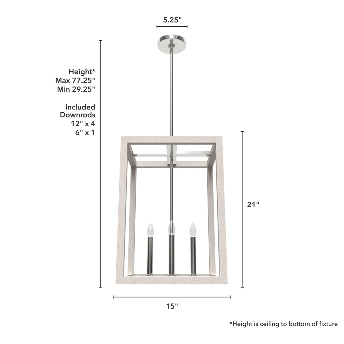 Hunter Squire Manor 4-Light Chrome Modern/Contemporary Square LED Medium Hanging Kitchen Island Light