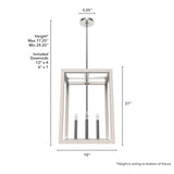 Hunter Squire Manor 4-Light Chrome Modern/Contemporary Square LED Medium Hanging Kitchen Island Light