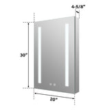 Forclover 20-in x 30-in Lighted LED Fog Free Surface/Recessed Mount Silver Mirrored Soft Close Medicine Cabinet with Outlet