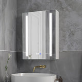 Forclover 20-in x 26-in Lighted LED Fog Free Surface/Recessed Mount Silver Mirrored Medicine Cabinet with Outlet