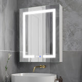 Forclover 24-in x 30-in Lighted LED Fog Free Surface/Recessed Mount Silver Mirrored Medicine Cabinet