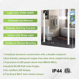 Forclover 30-in x 30-in Lighted LED Fog Free Surface/Recessed Mount Silver Mirrored Soft Close Medicine Cabinet with Outlet