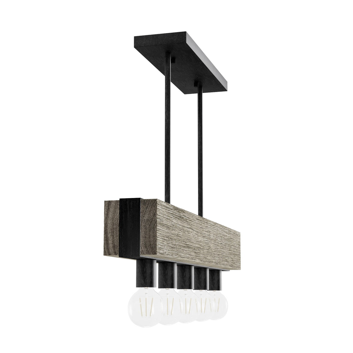 Hunter Donelson 5-Light Satin Black RusticBare Bulb Chandelier