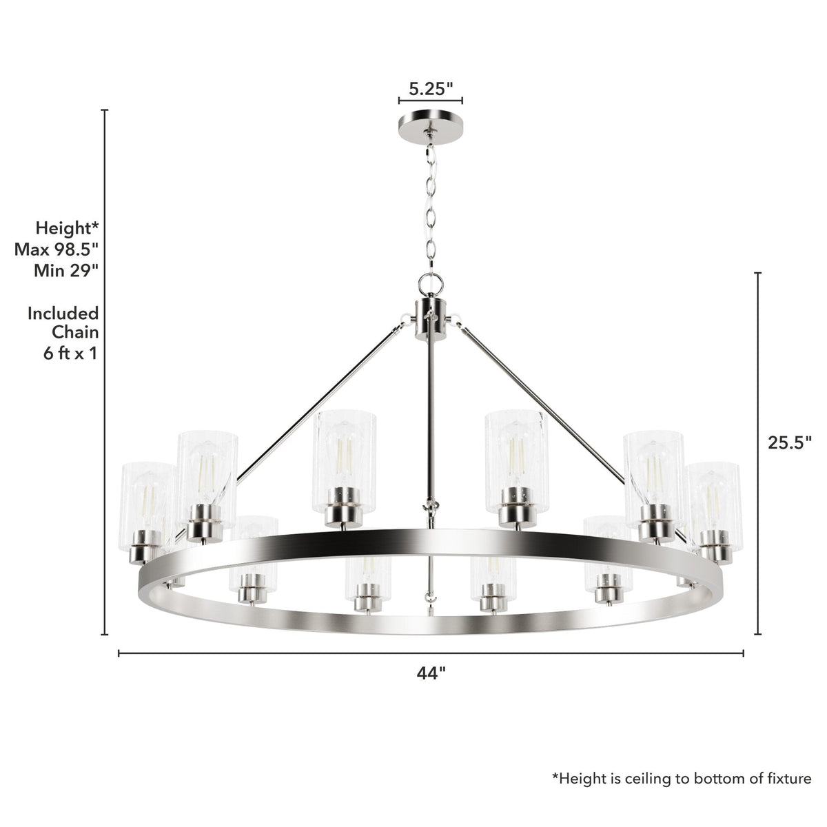 Hunter Hartland 12-Light Brushed Nickel Transitional Led Chandelier