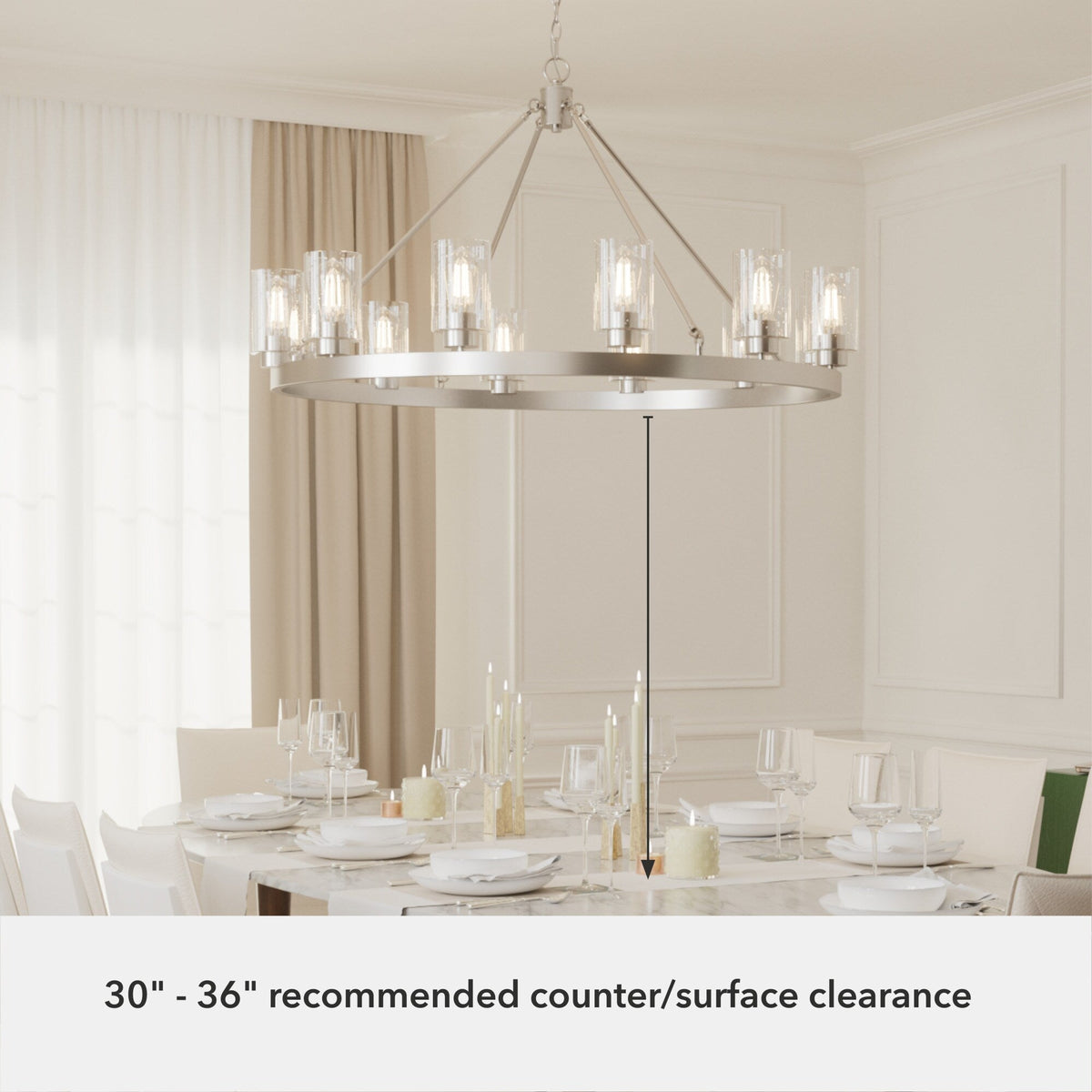 Hunter Hartland 12-Light Brushed Nickel Transitional Led Chandelier