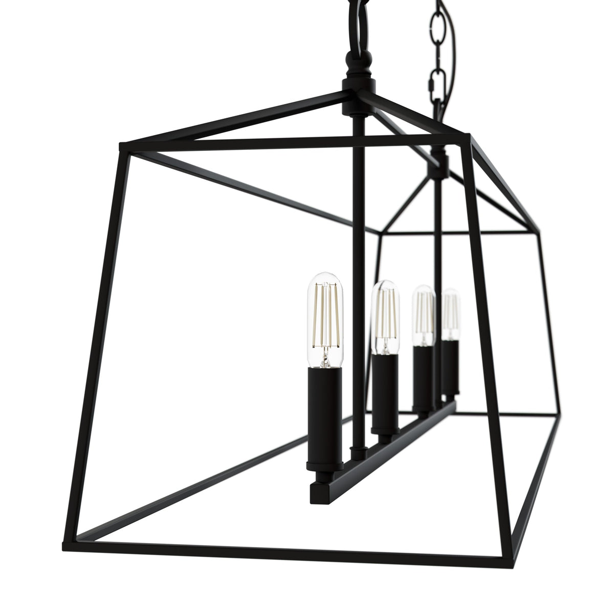 Hunter Fair Oaks 4-Light Matte Black TransitionalCage Chandelier