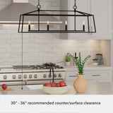 Hunter Fair Oaks 4-Light Matte Black TransitionalCage Chandelier